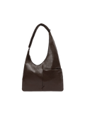 The Midi Arc slouchy hobo-style bag in dark brown vegan leather with adjustable shoulder strap