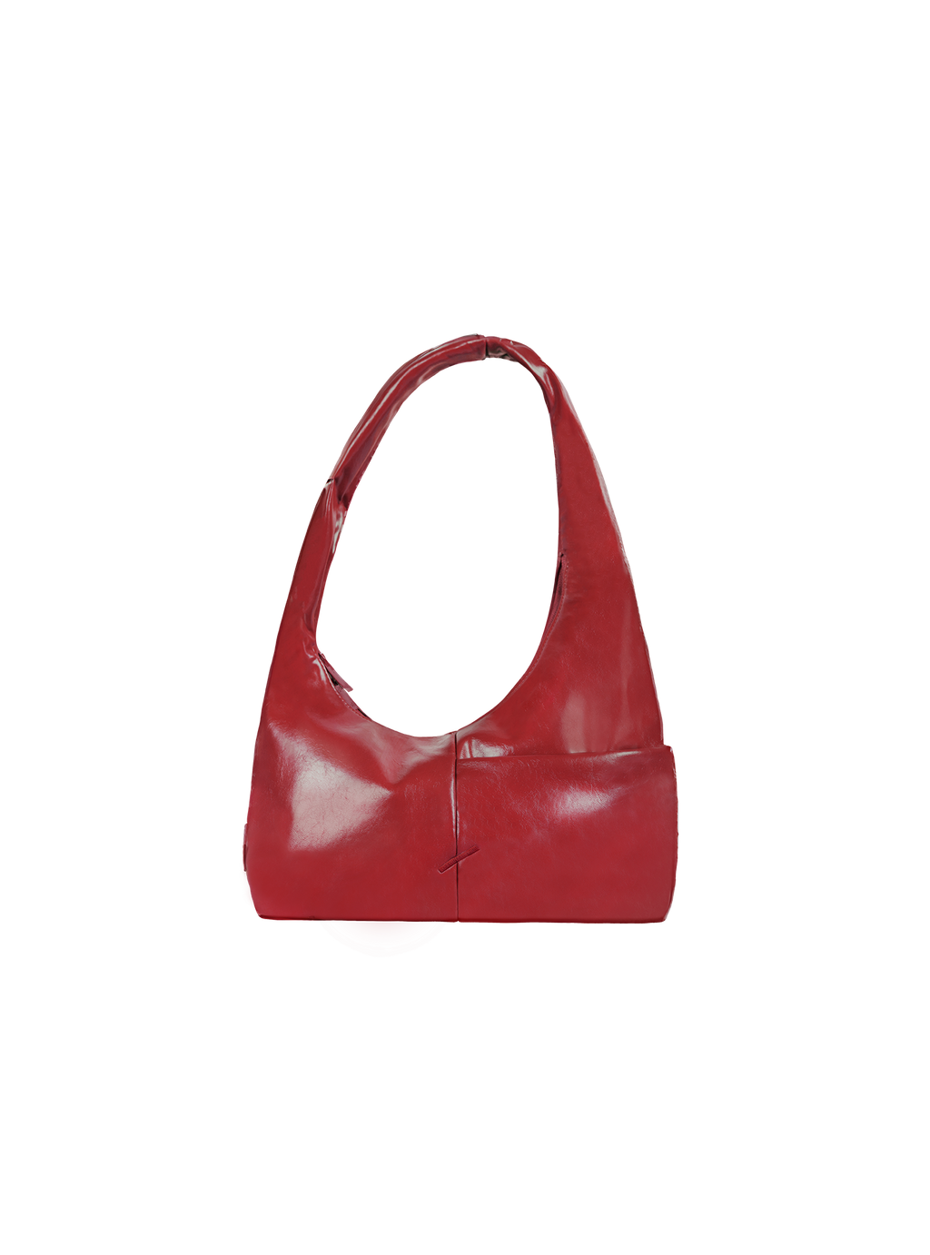 The Mini Arc slouchy hobo-style shoulder bag in red vegan leather with exterior pockets